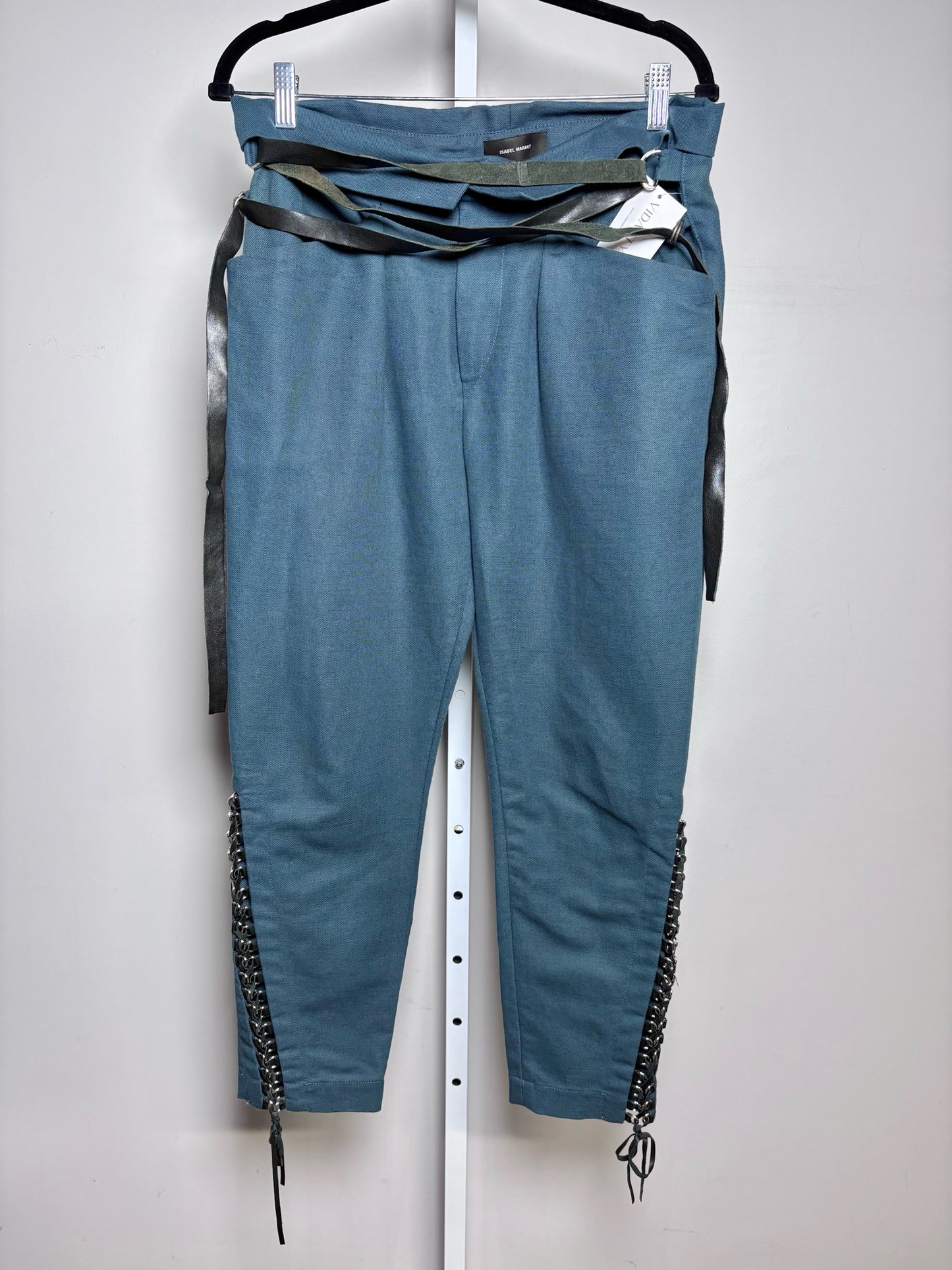 Women Size 38 (4 - 6 US) Isabel Marant Teal Solid Cotton/Linen Blend Pants Pre-Owned