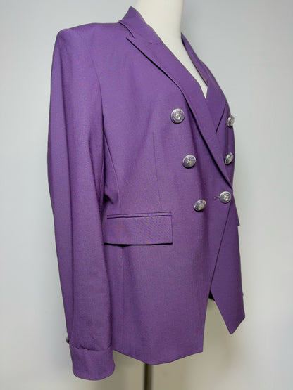 Women Size 16 Veronica Beard "Miller Dickey Jacket" Eggplant Solid Blazer