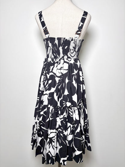Women Size L Kate Spade New York Black, White Floral Cotton Dress
