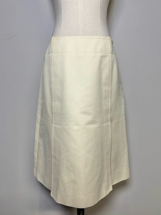 Women Size 44 (10, US) Loro Piana Ivory Pure Silk Pre-owned Knee Length Skirt