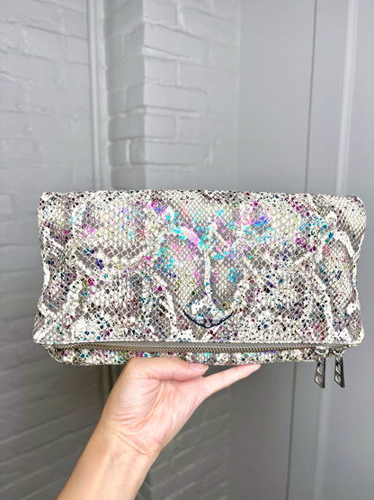 Zadig & Voltaire Snakeskin Print Leather Multi-Color Cowhide Purse