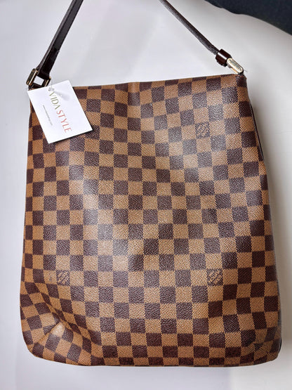 Coated Canvas Louis Vuitton Damier Ebene Brown Large Purse
