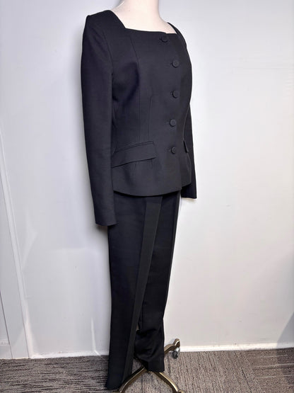 Women Size 8 Ralph Lauren Purple Label Black Solid Pre-owned Wool Suit