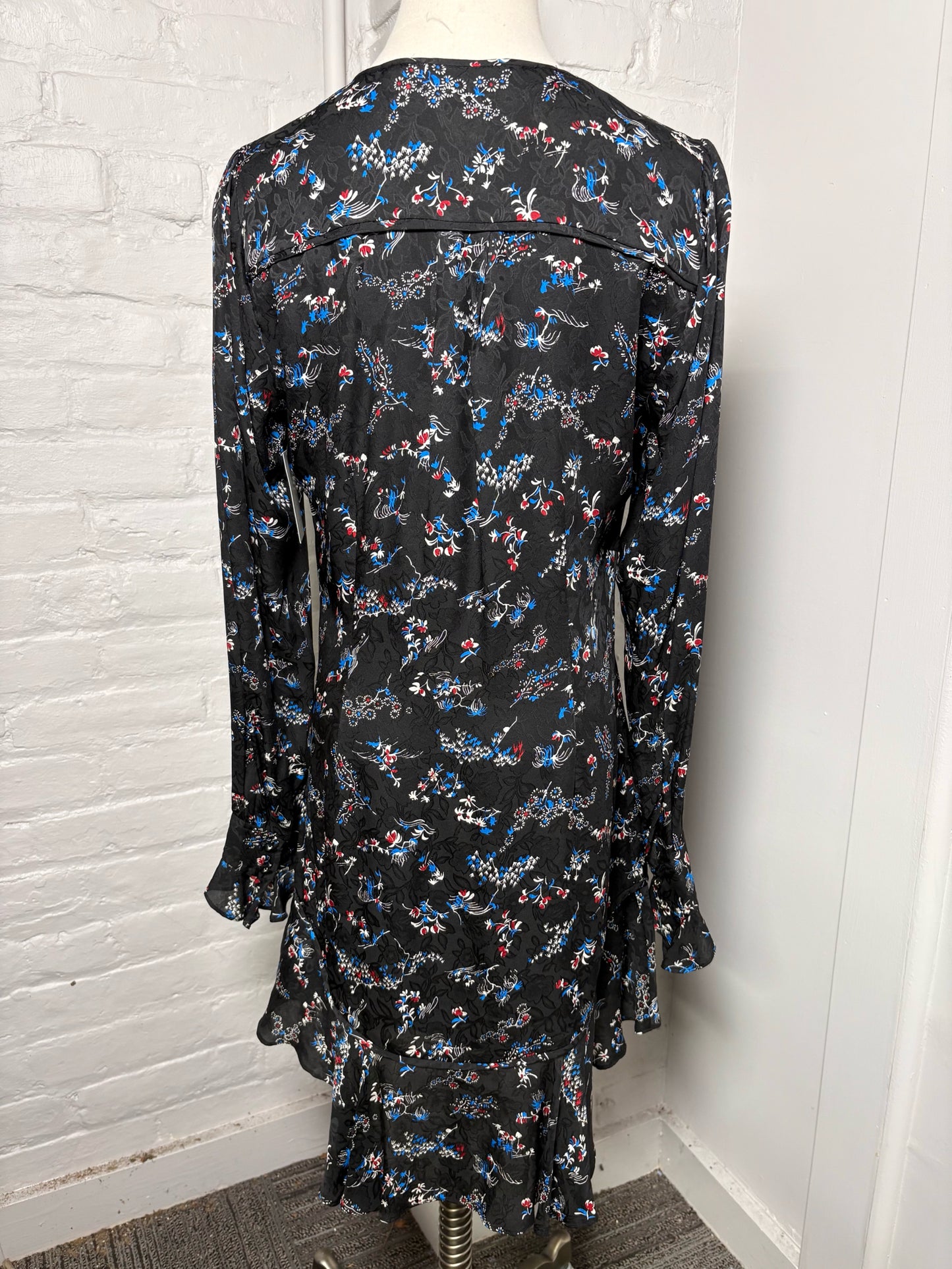 Women Size 6 Veronica Beard Black Floral Print Dress