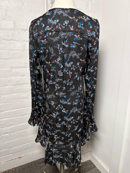Women Size 6 Veronica Beard Black Floral Print Dress