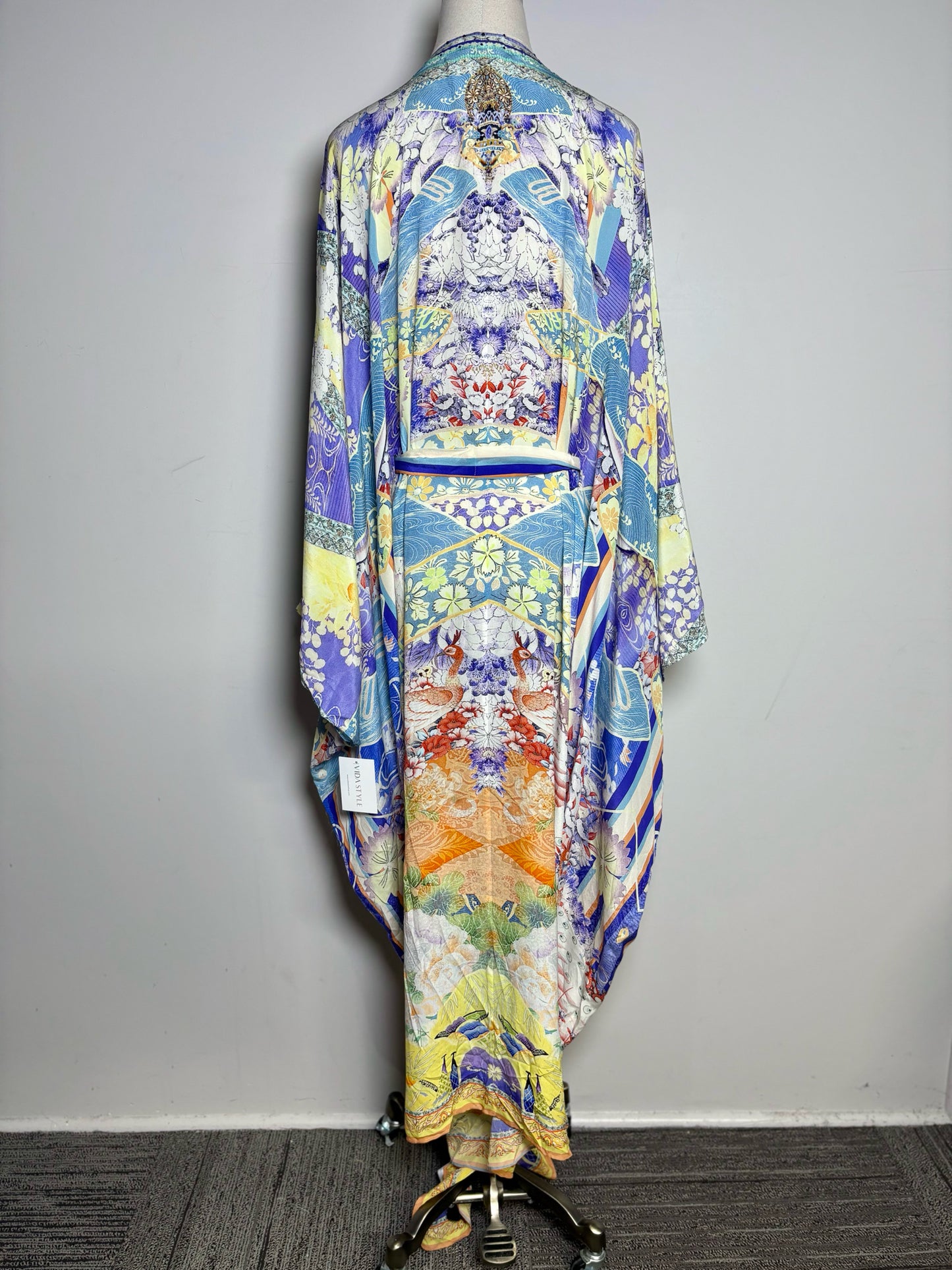 Women Size OS Camilla Floral Print Crystal Beads Silk Kaftan Pre-owned Dress