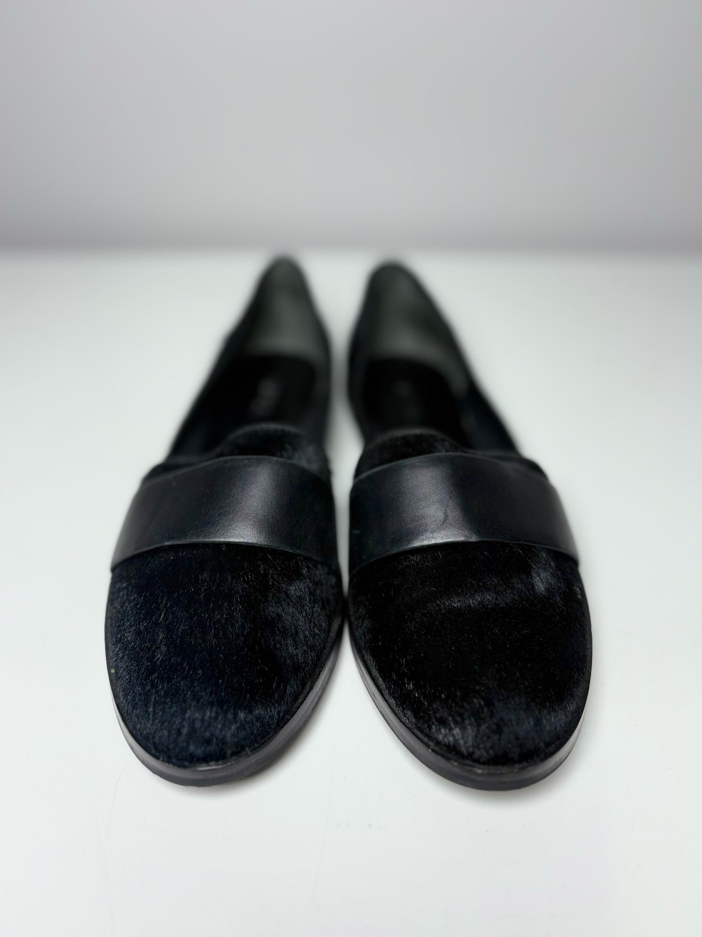W Shoe Size 37.5 (7 US) Vince Black Leather, Calf Hair NWT Flats
