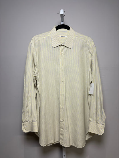 Mens Size 40 / 15 3/4 Brioni Yellow Cotton Stripe Men's Pre-Owned Dress Shirt