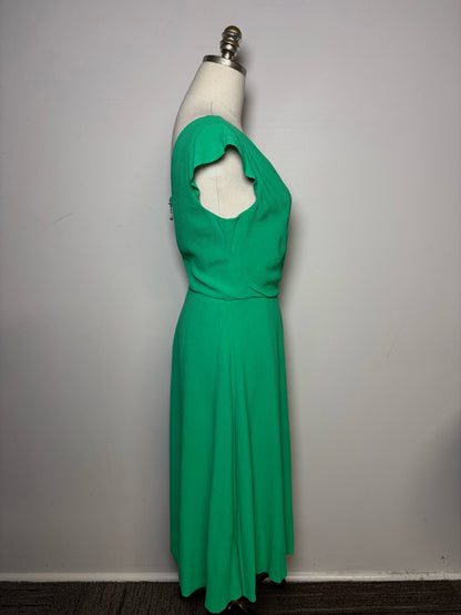 Women Size 8 Kate Spade New York Green Flowy Tea Length Pre-owned Dress