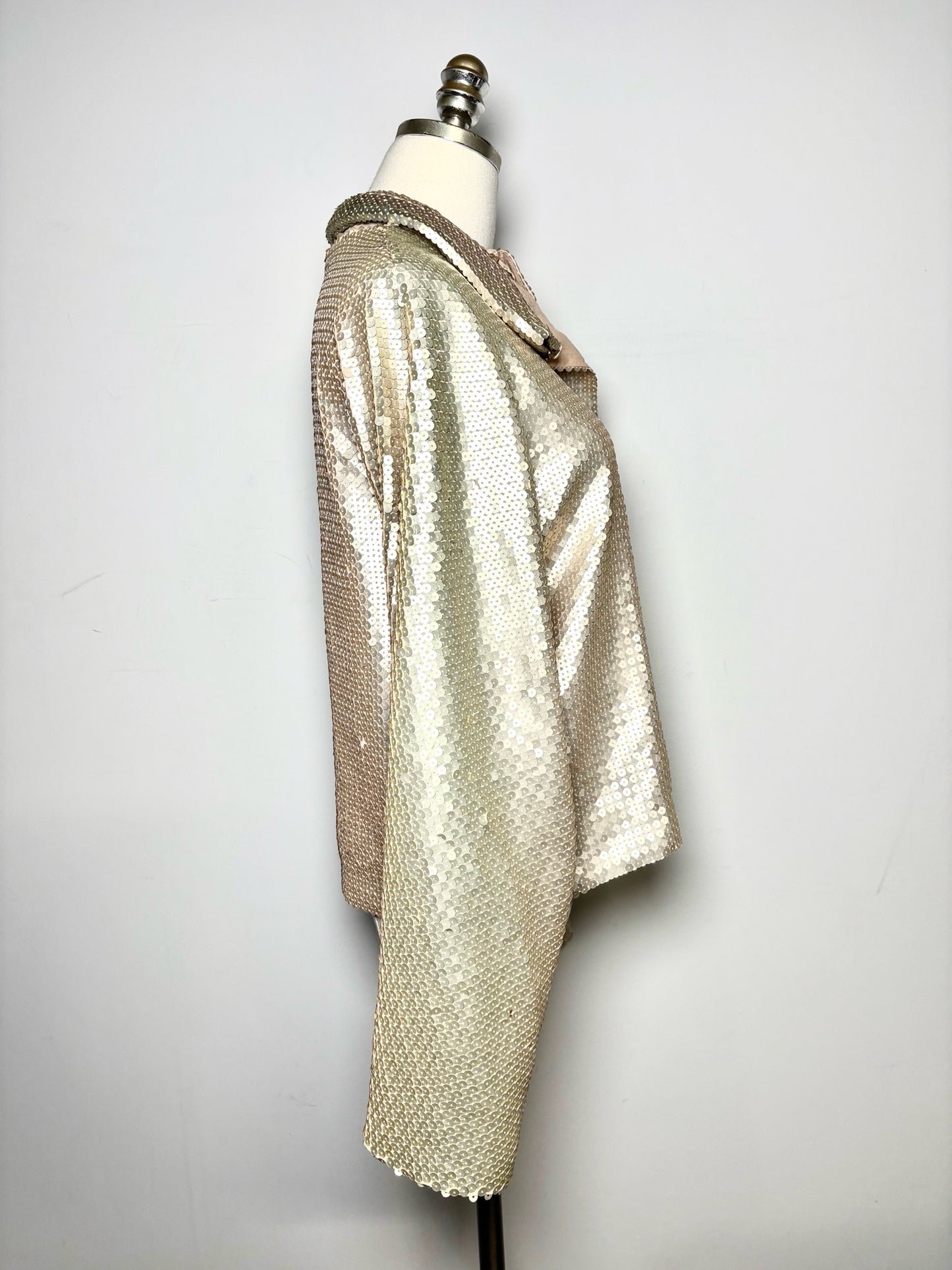 Women Size 8 Genny Pale Pink Sequins Silk Pre-owned Jacket