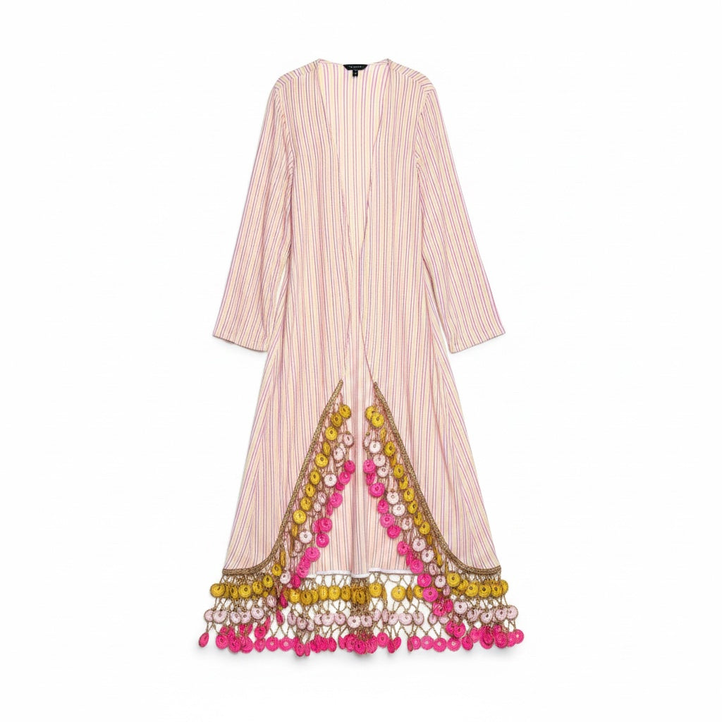 Women Size 1 (2 - 4 US) My Beachy Side Pink Embroidered, Crochet 3D Cover Up