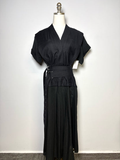 Women Size 8 (M) SEA New York Black Double Belt Cotton Pre-owned Dress