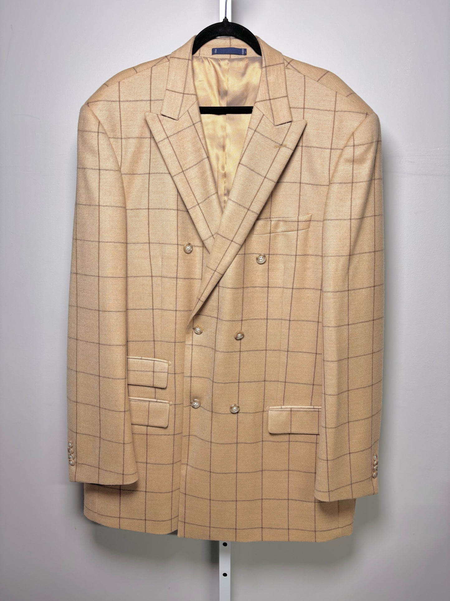 Paul Frederick Camel Wool Checkered Men's Mens Size 46XL Coat