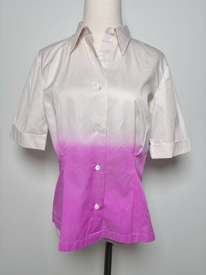 Women Size 40 (10, US) Dries Van Notten Gray, Purple Ombre Cotton Shirt
