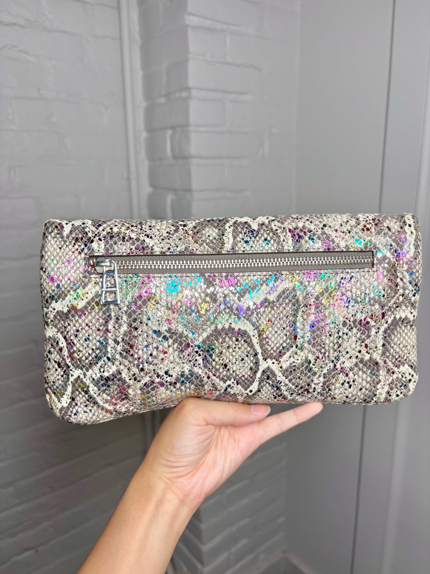 Zadig & Voltaire Snakeskin Print Leather Multi-Color Cowhide Purse
