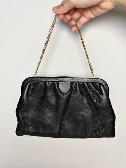Women's Ingber Solid Vintage Leather Pre-owned Black Leather Small Purse