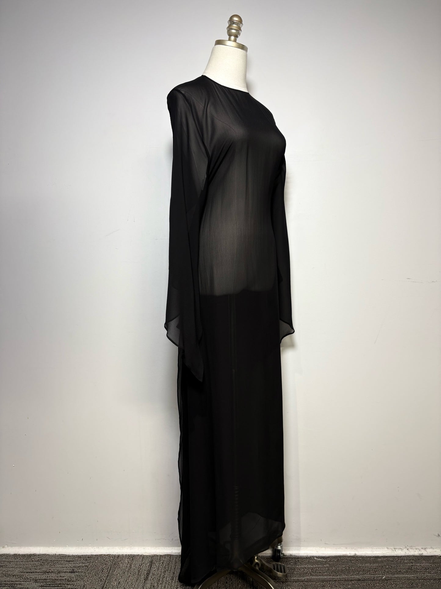 Women Size 40 Maison Margiela Black Sheer Pure Silk Vintage Pre-owned Dress