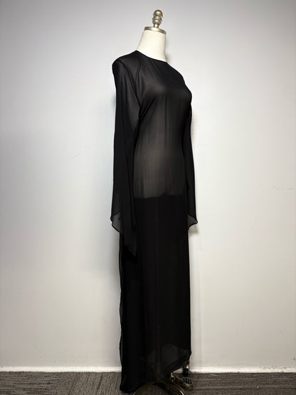 Women Size 40 Maison Margiela Black Sheer Pure Silk Vintage Pre-owned Dress