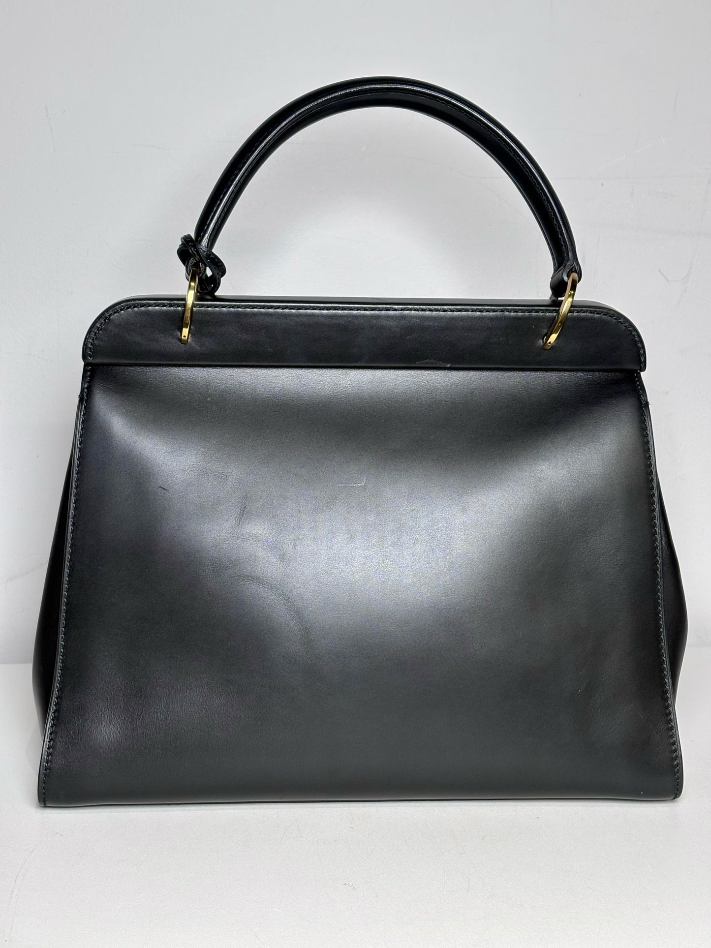 Women's Gucci Top Handle Vintage Leather Pre-owned Black "Kelly" Purse