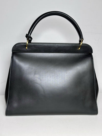 Women's Gucci Top Handle Vintage Leather Pre-owned Black "Kelly" Purse