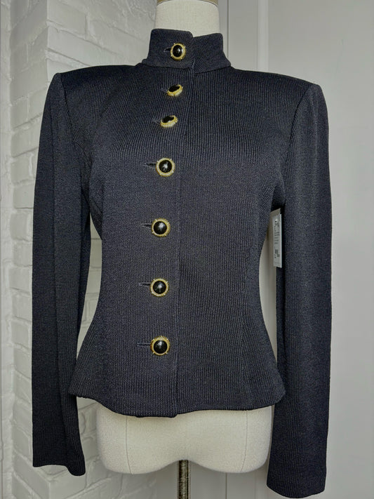 Women Size 6 St. John Navy Blue Knit Jacket