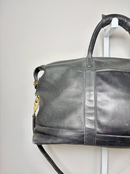 Coach Black Leather Solid Men's Duffle/Weekend Bag