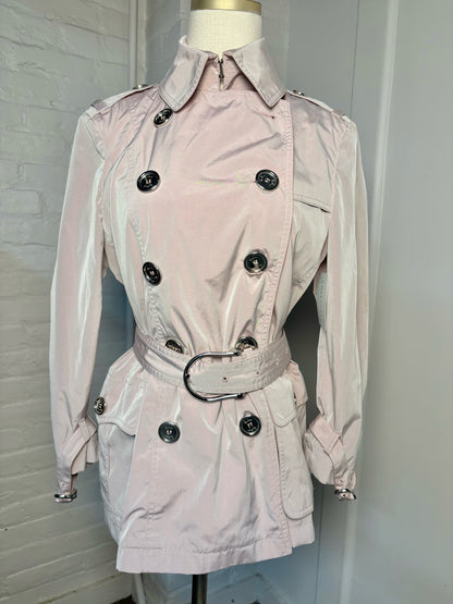 Women Size 10 Burberry Dusty Pink Solid Trench Short Coat