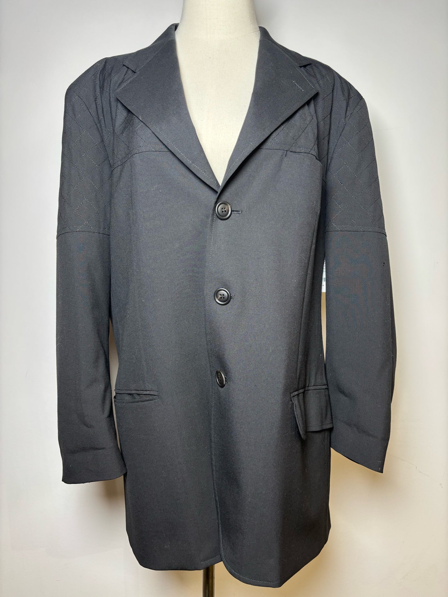 Issey Miyake Black Wool Diamond Quilt Panels Solid Men's 5 (XL, US) Suit
