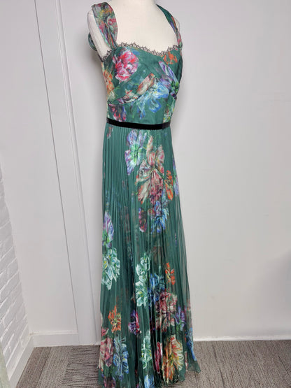 Women Size 10 Marchesa Notte Hunter Green Floral Gown