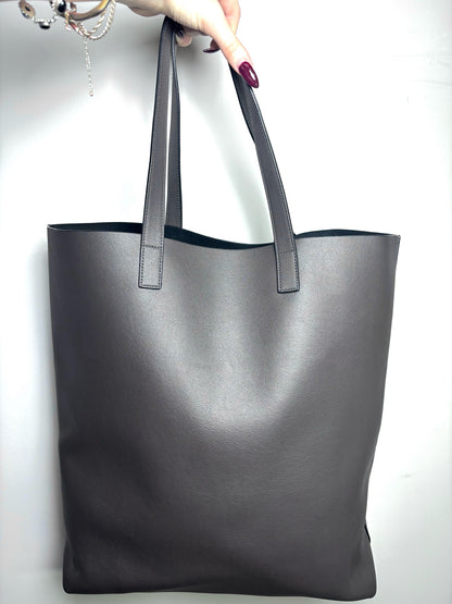 Yves Saint Laurent Dark Grey North-South Shopping Tote w/Tassel