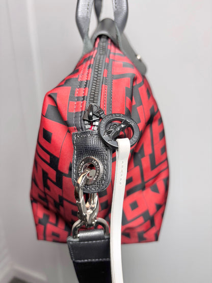 Nylon Longchamp Monogram Black & Red Medium Purse