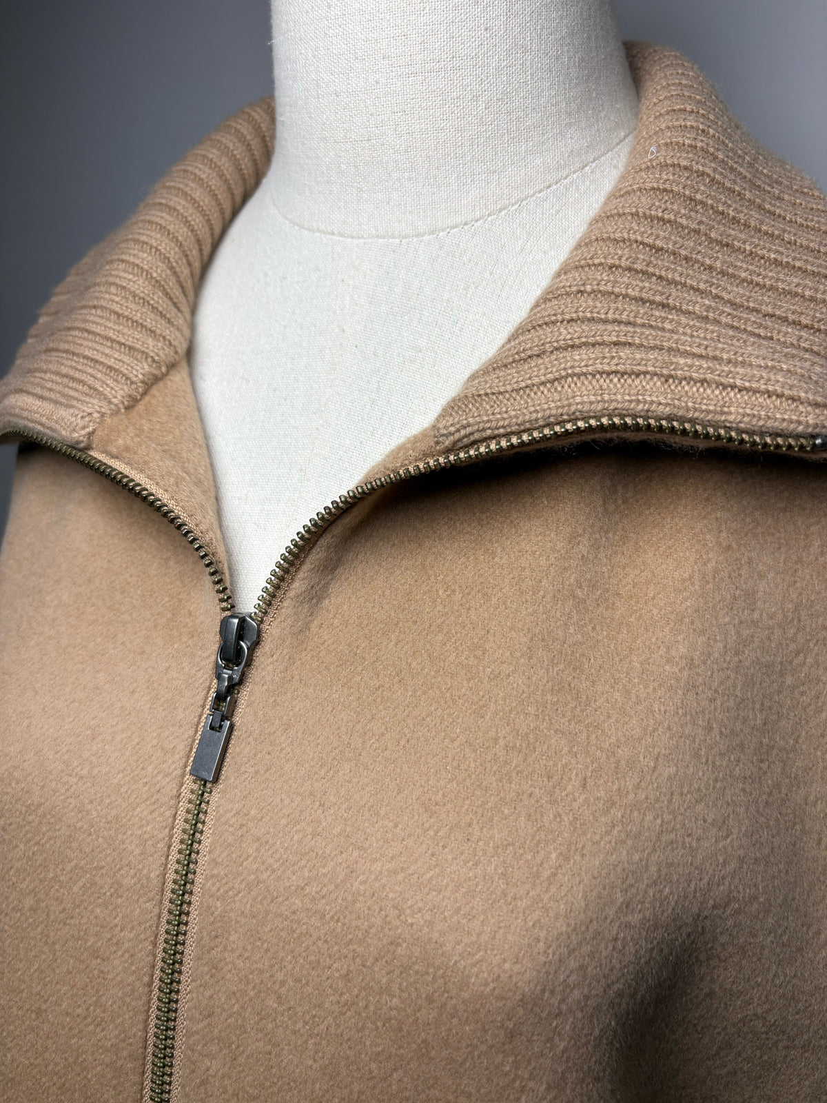 Women's Size M Kinross Cashmere Camel Wool Cashmere Blend Pre-Owned Zip-Up Jacket