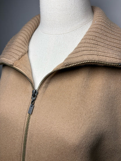 Women's Size M Kinross Cashmere Camel Wool Cashmere Blend Pre-Owned Zip-Up Jacket