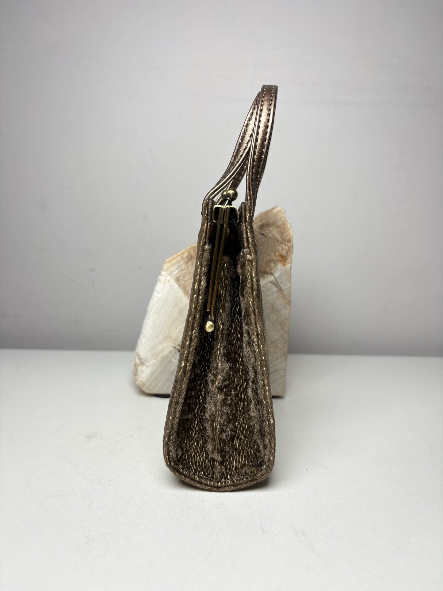 Women's Donald J. Pliner Bronze Shimmery Velvet Fabric Pre-Owned Mini Purse