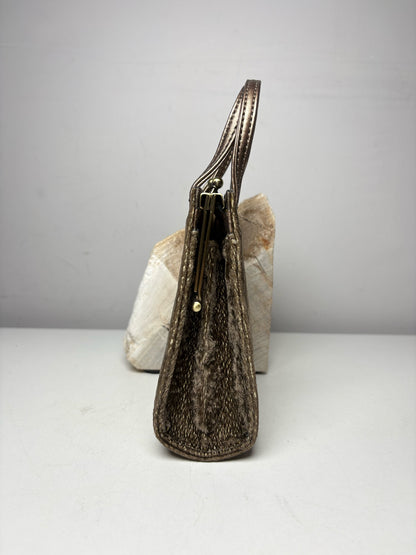 Women's Donald J. Pliner Bronze Shimmery Velvet Fabric Pre-Owned Mini Purse