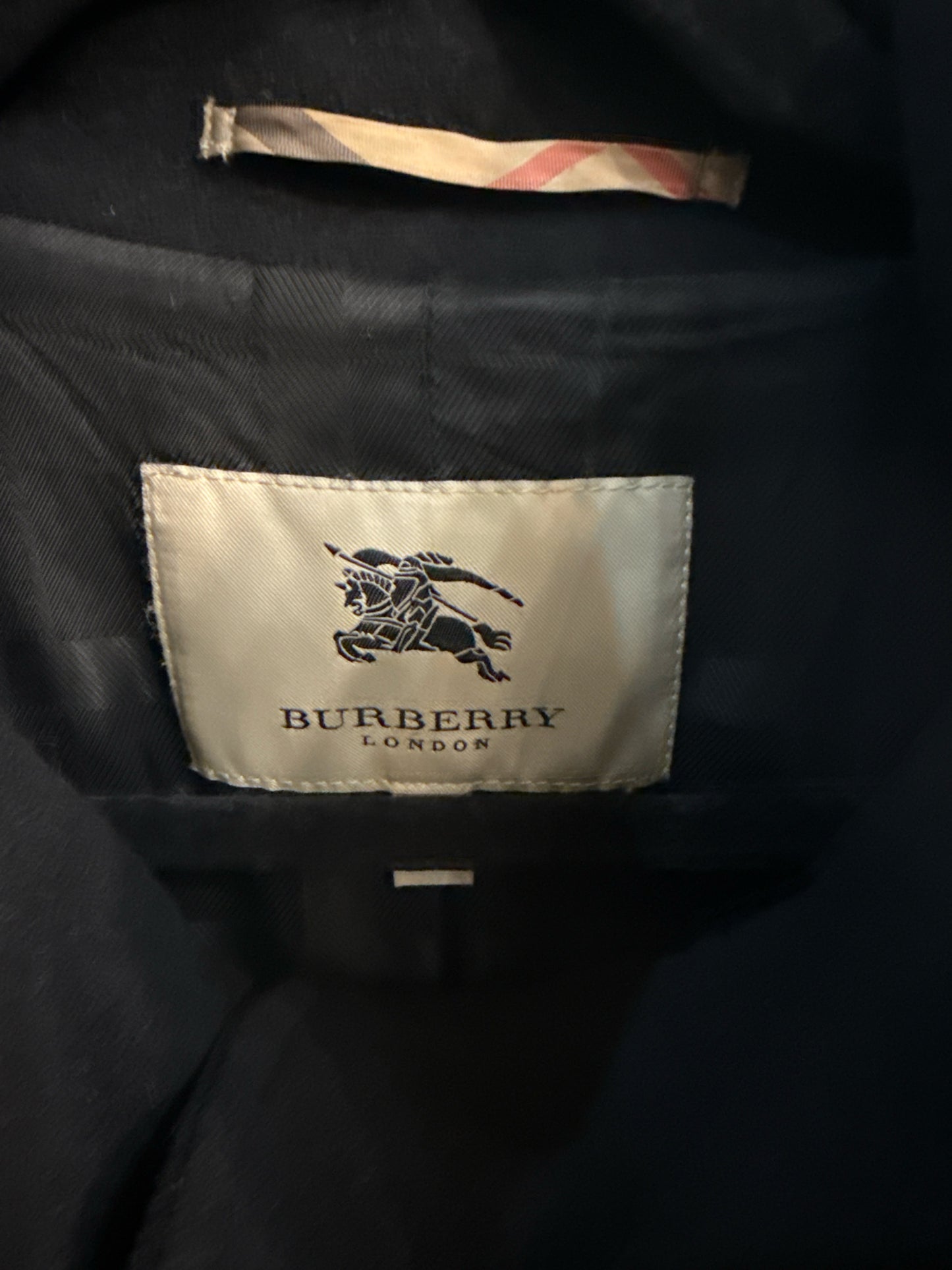 Women Size 10 Burberry Black Solid Wool, Cashmere Belted Coat