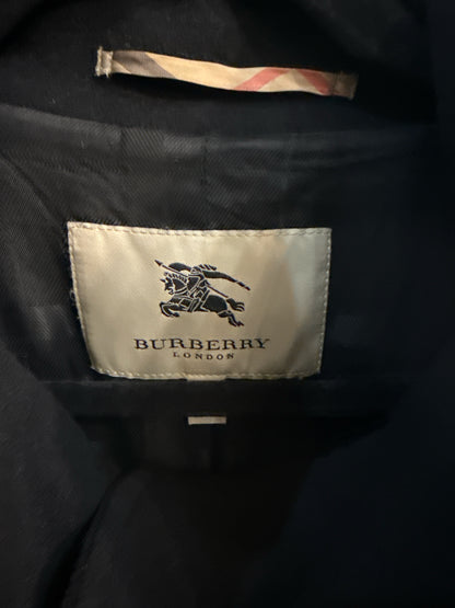 Women Size 10 Burberry Black Solid Wool, Cashmere Belted Coat