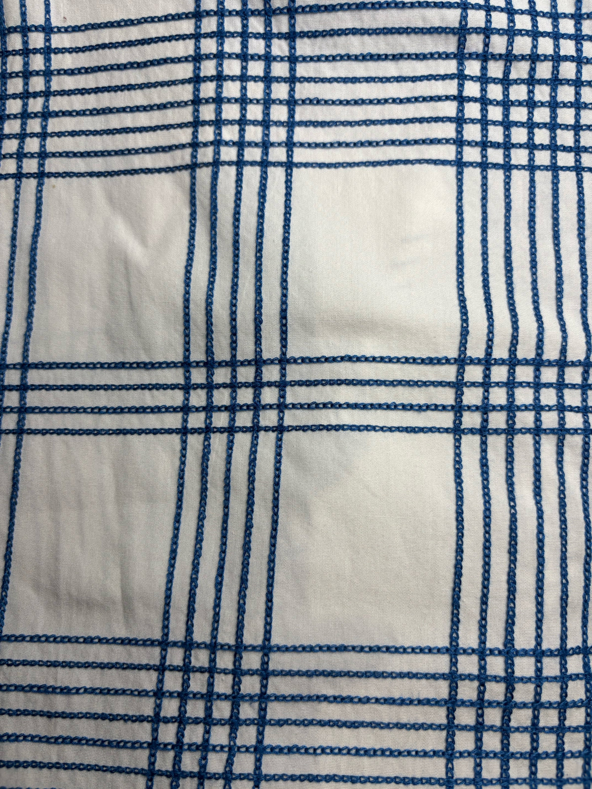 Women's Size 6 Tory Burch Blue & White Grid Print Cotton Pre-Owned Button-Up Top