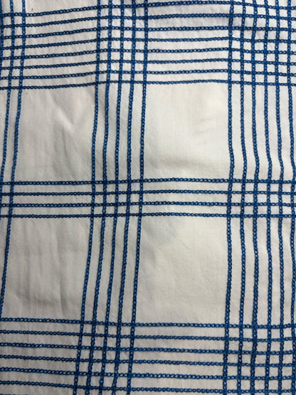 Women's Size 6 Tory Burch Blue & White Grid Print Cotton Pre-Owned Button-Up Top
