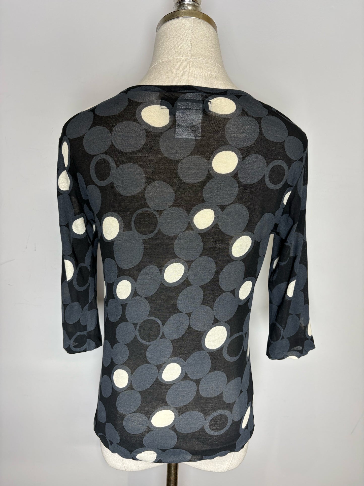 Size 3 (M, US) Yohji Yamamoto Black, Charcoal, Ivory Dot Pure Cotton Women's Top