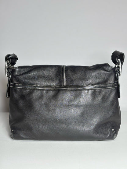 Women's Coach #9570 Hampton Legacy Black Flap Leather Pre-owned