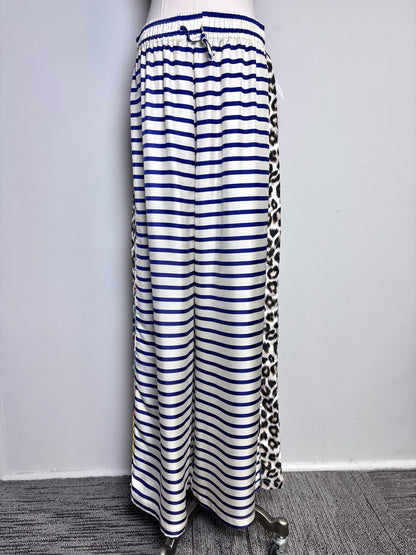 Women Size 2 La Prestic Ouiston Cream, Blue Striped, Animal Print 2 Piece Set