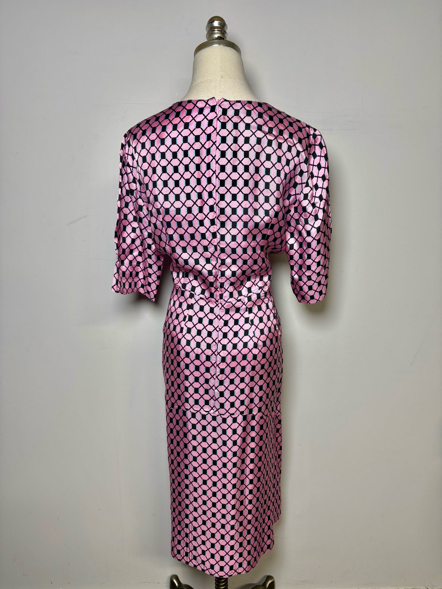 Women Size 8 (M) Marni Pink, Black Print Drop Waist Pre-owned Dress