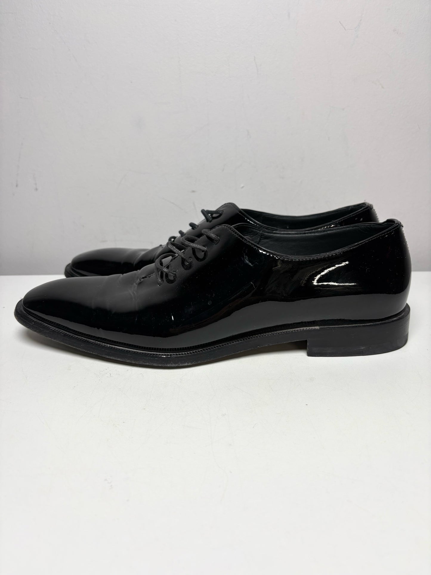 Men Shoe Size 7 Manolo Blahnik Black Patent Leather Pre-Owned Oxford Dress Shoes