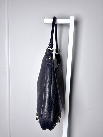 Gucci Abbey Hobo D-ring Vintage Leather Navy Blue Pre-owned Purse