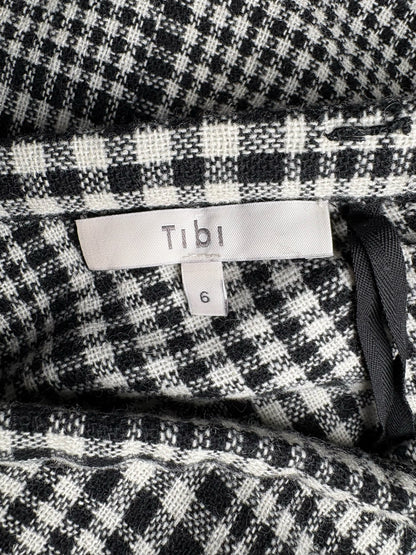 Women Size 6 (M) Tibi Black, White Plaid Midi Skirt