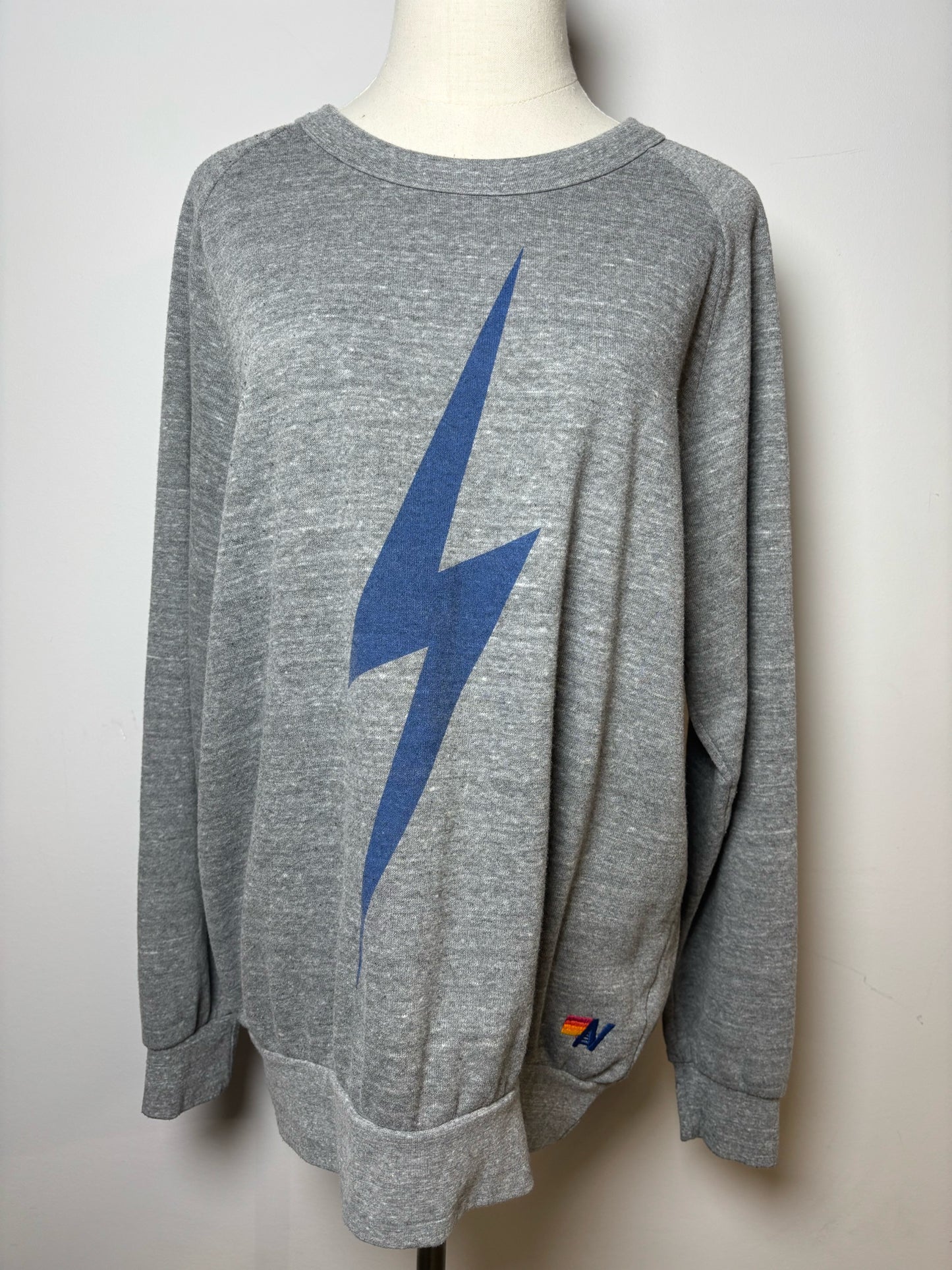 Women Size L Aviator Nation Gray Graphic Sweatshirt