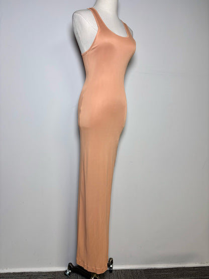 Size 6 Jean Paul Gaultier Salmon Slinky Bodycon Vintage Midi Pre-owned Dress
