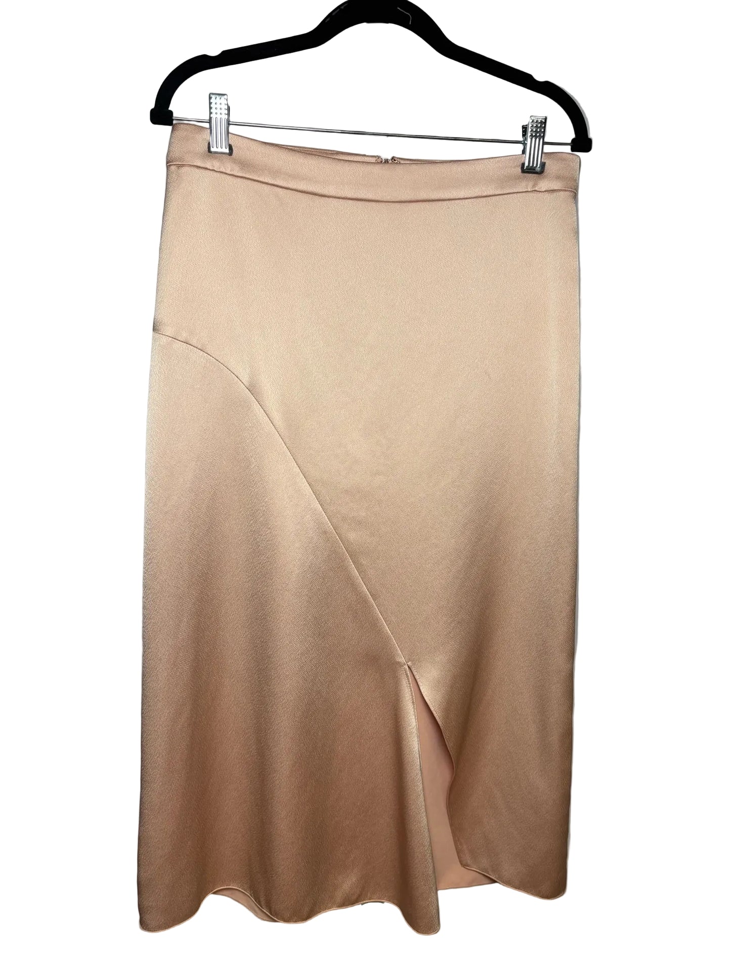 Women Size 8 Tibi Peach Sheen Asymmetric Slit Pre-Owned Midi Skirt