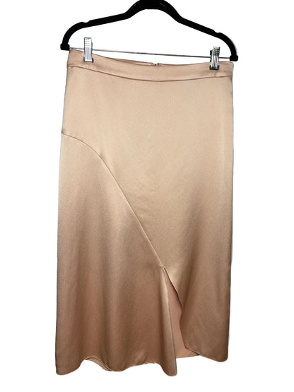 Women Size 8 Tibi Peach Sheen Asymmetric Slit Pre-Owned Midi Skirt